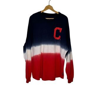 Fanatics Cleveland Indians Women's 3D Spellout Oversized Long Sleeve Ombre Sz XL